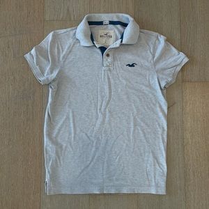 Men’s Hollister California Cotton Stretch Grey Short Sleeve Polo Shirt Small